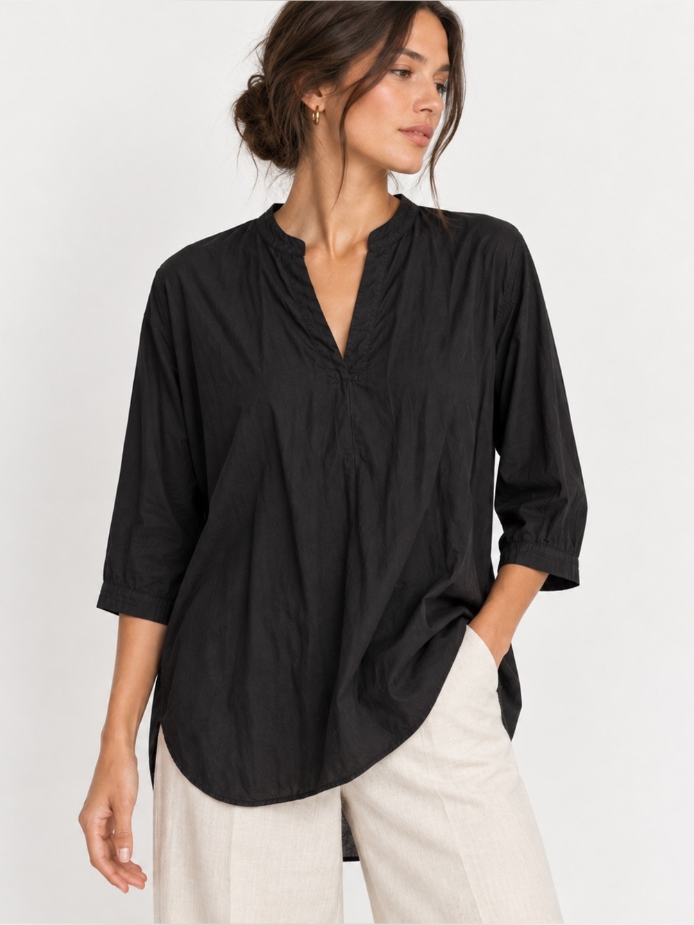 Aritzia Community 100% Lyocell Black Oversized Tunic Blouse S